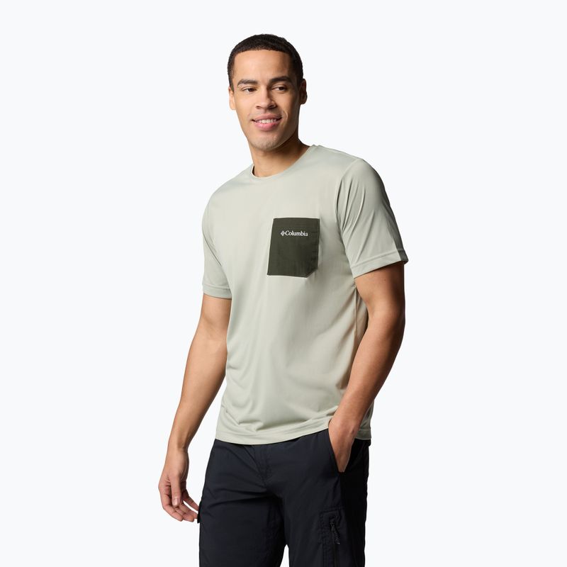 T-shirt Columbia Hike Pocket Crew safari/greenscape da uomo 4