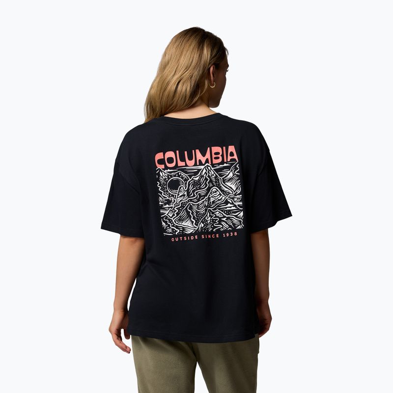 T-shirt da trekking donna Columbia Rolling Bend Graphic Oversized Tee black/mountainview 3