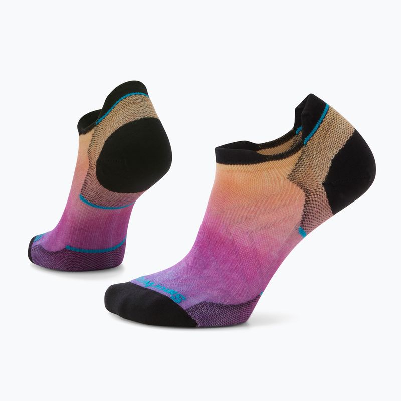 Calzini da corsa Smartwool Run Zero Cushion Ombre Print Low Ankle da donna, arancione tandoori