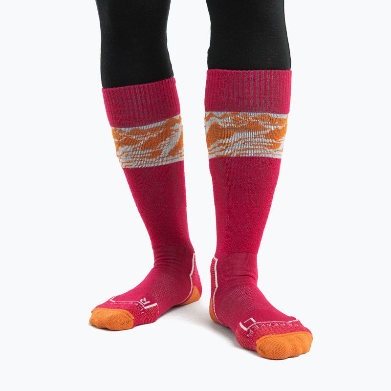 Calze da sci Icebreaker donna Ski+ Light OTC Alps 3D electron rosa/terra/neve 2