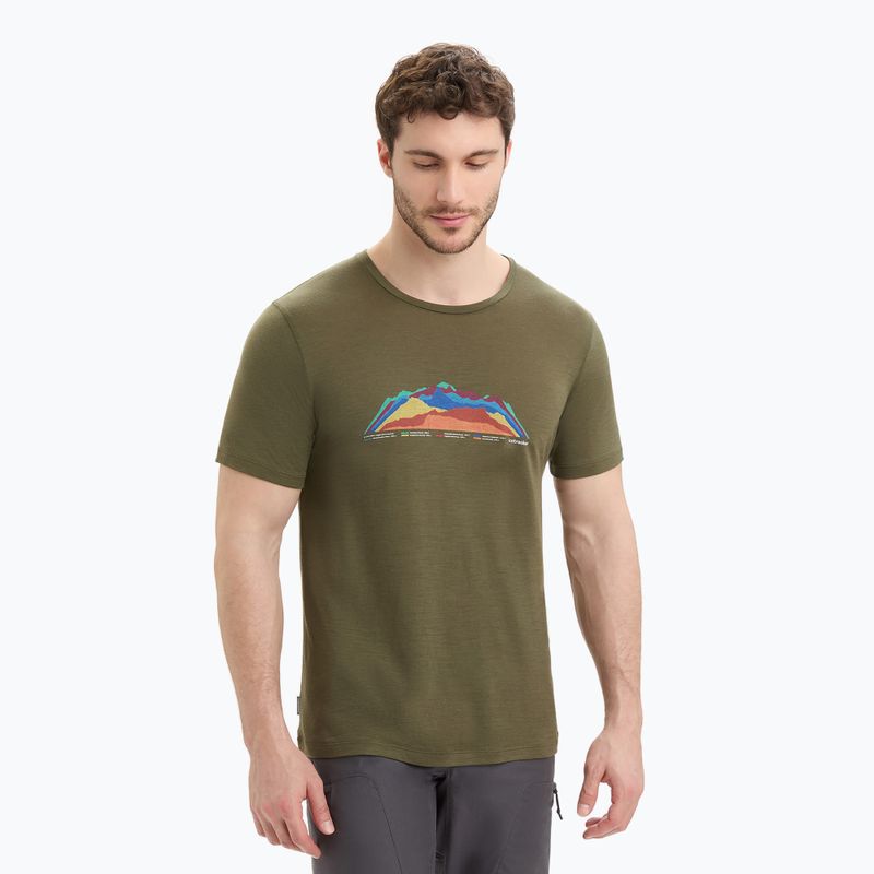 Icebreaker Tech Lite II 7 Mountain Tops Uomo Camicia da trekking loden