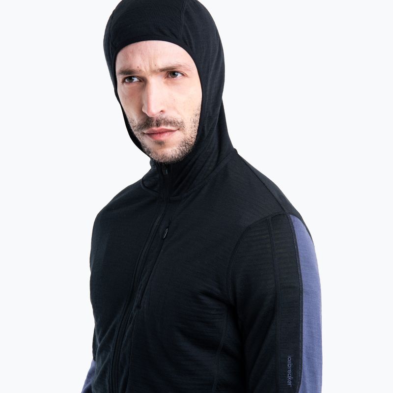 Uomo Icebreaker Merino 200 Realfleece Descender Zip Hoodie nero/grafite 4