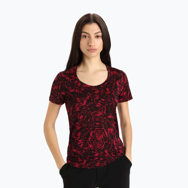 Icebreaker Tech Lite II Scoop Native Ferns cherry/aop maglia da trekking da donna