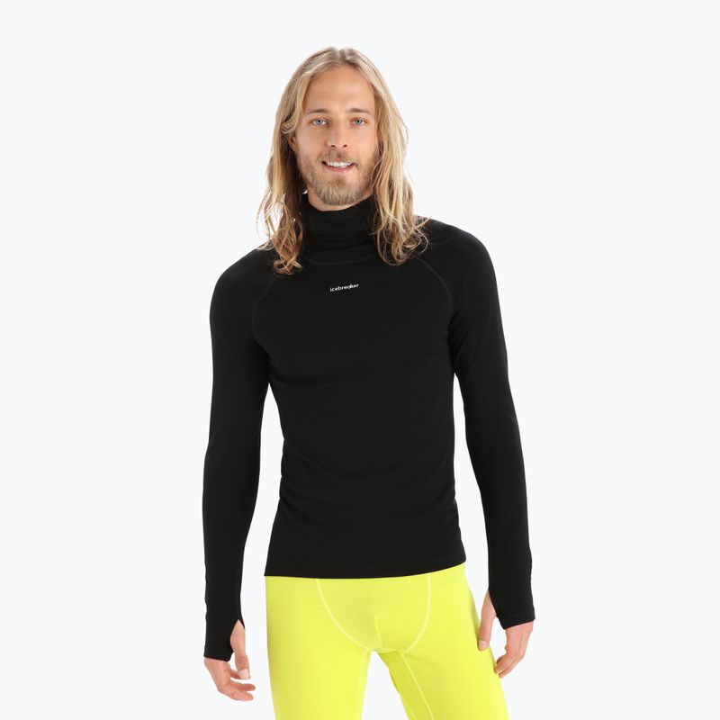 Icebreaker Merino Roll Neck Thermal Longsleeve uomo nero