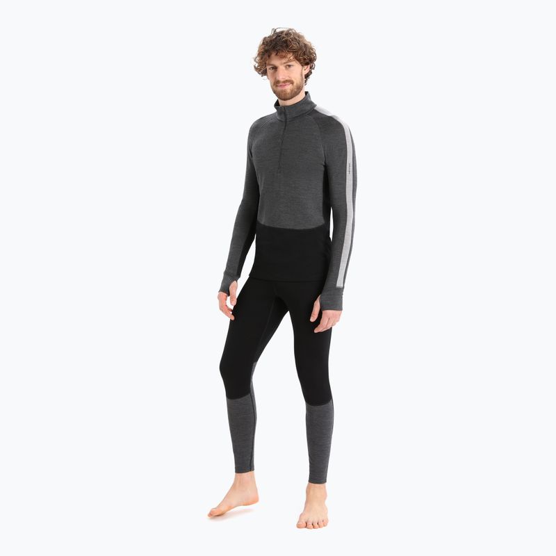 Uomo Icebreaker ZoneKnit 260 Mezza Zip termica a maniche lunghe jet heather/nero/metro heather/cb 2