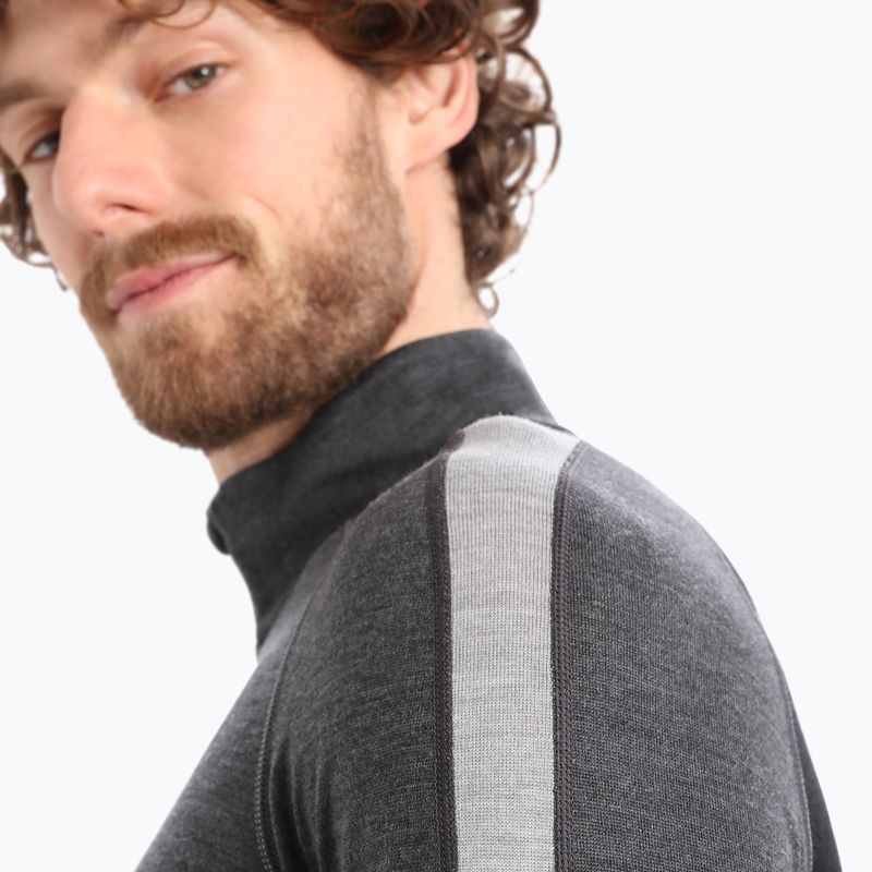 Uomo Icebreaker ZoneKnit 260 Mezza Zip termica a maniche lunghe jet heather/nero/metro heather/cb 5