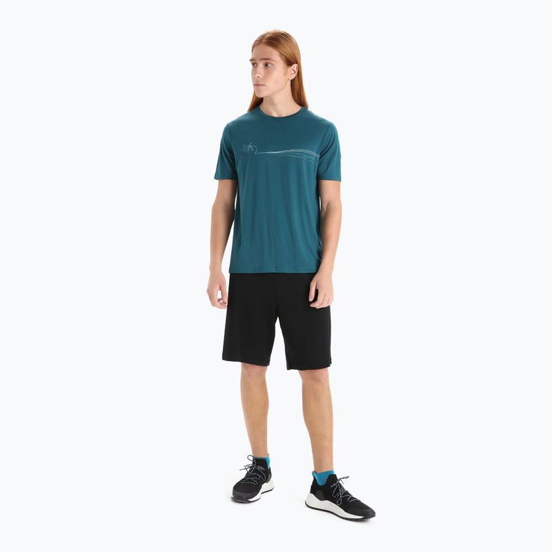 Camicia da trekking Icebreaker Tech Lite II Cadence Paths da uomo, greenglory 2