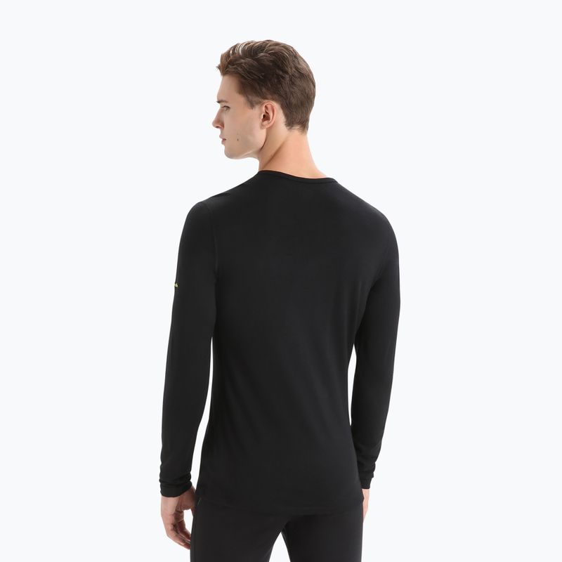 Uomo Icebreaker 200 Oasis Crewe Ski Stripes manica lunga termica nera 3
