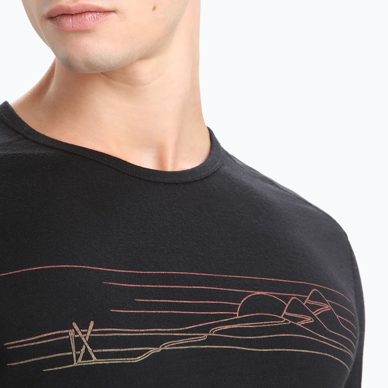Uomo Icebreaker 200 Oasis Crewe Ski Stripes manica lunga termica nera 4