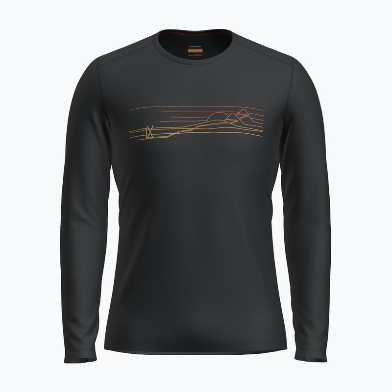 Uomo Icebreaker 200 Oasis Crewe Ski Stripes manica lunga termica nera 6