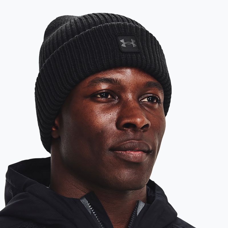 Berretto invernale Under Armour UA Halftime Ribbed nero/grigio da uomo 6