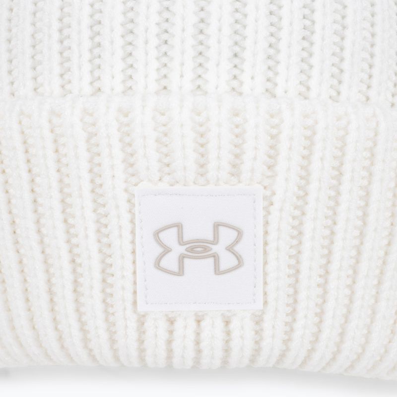 Berretto invernale Under Armour da donna Halftime Ribbed Pom bianco/bianco/grigio notte 4