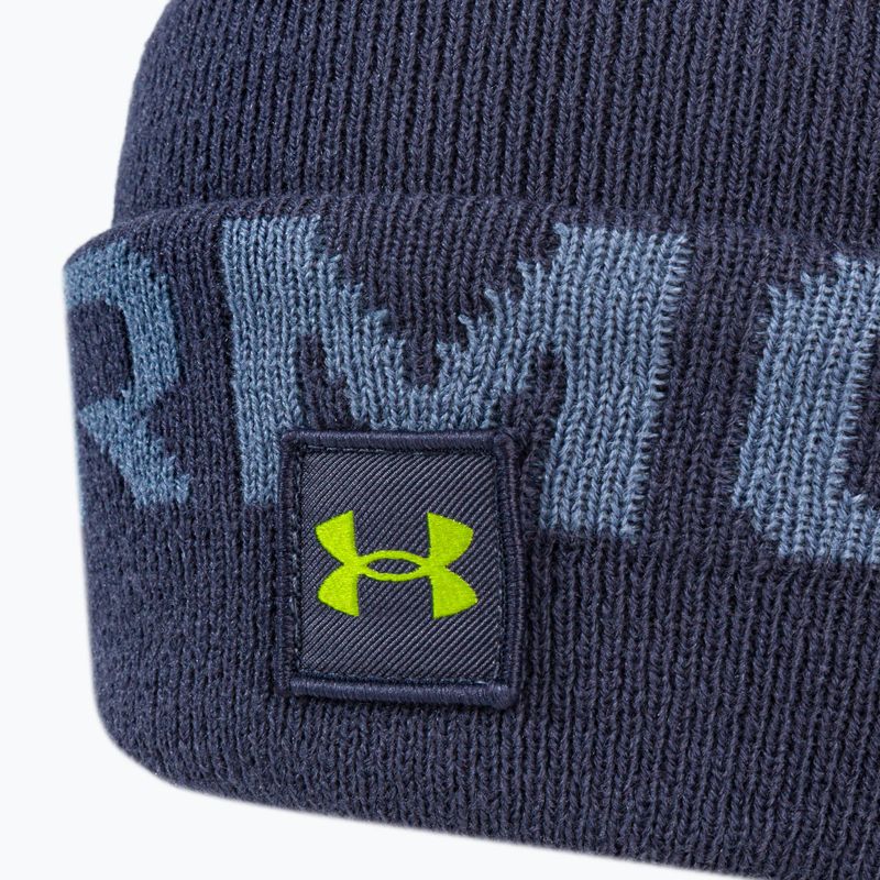 Uomo Under Armour UA Halftime Fleece Pom acciaio temperato/aurora viola/giallo ray berretto invernale 3