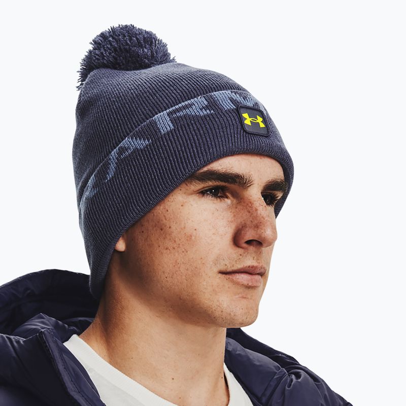 Uomo Under Armour UA Halftime Fleece Pom acciaio temperato/aurora viola/giallo ray berretto invernale 6