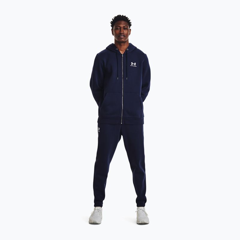 Felpa da uomo Under Armour Essential Fleece FZ Hood midnight navy/white 2