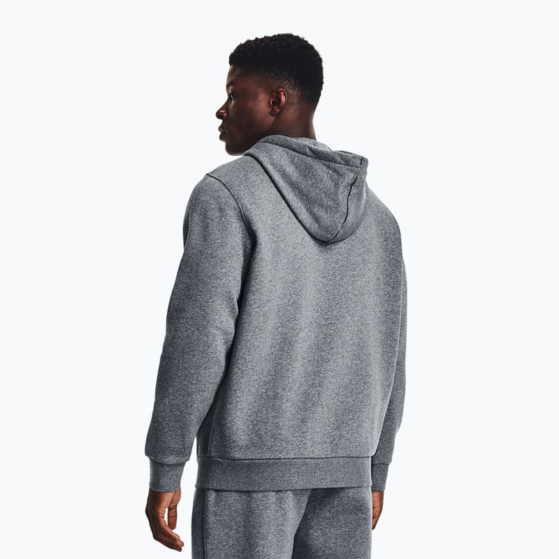 Felpa Under Armour Essential Fleece FZ Hood Uomo grigio pece medio/bianco 3