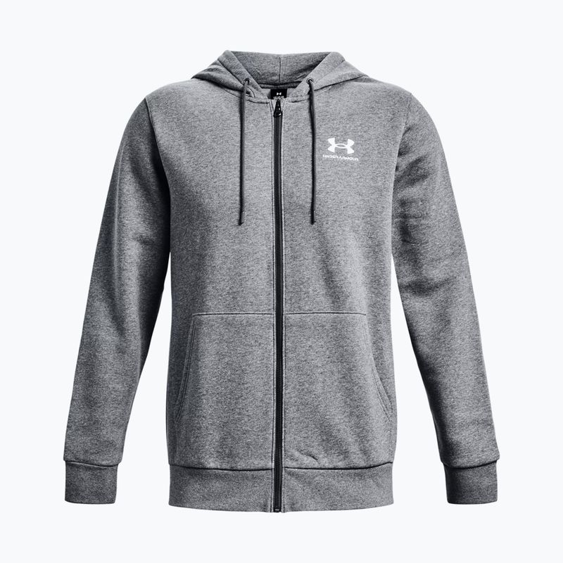 Felpa Under Armour Essential Fleece FZ Hood Uomo grigio pece medio/bianco 5