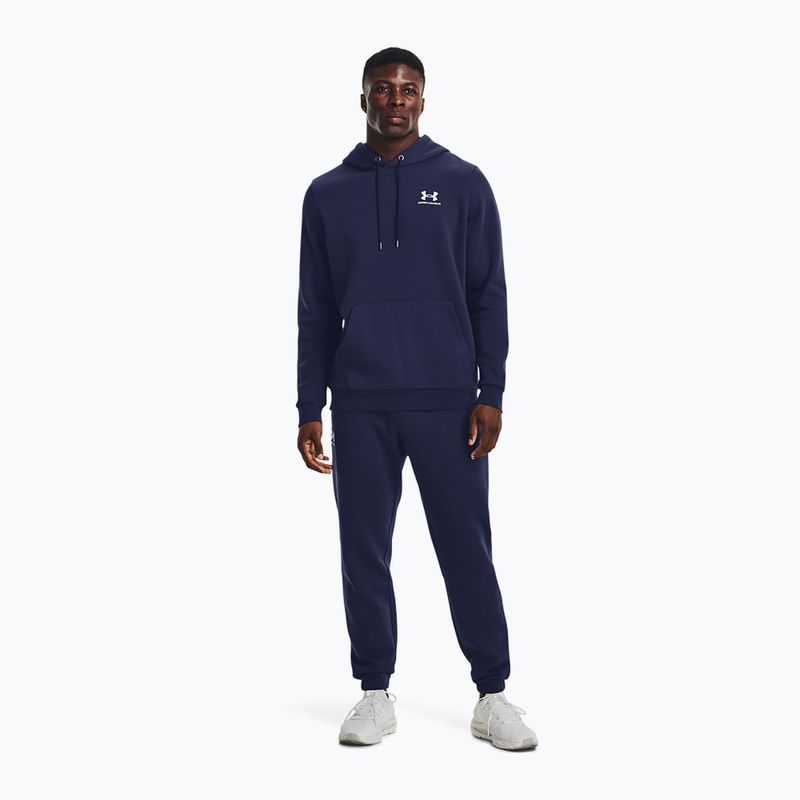 Felpa uomo Under Armour Essential Fleece Hoodie midnight navy/white 2