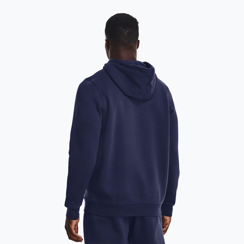Felpa uomo Under Armour Essential Fleece Hoodie midnight navy/white 3