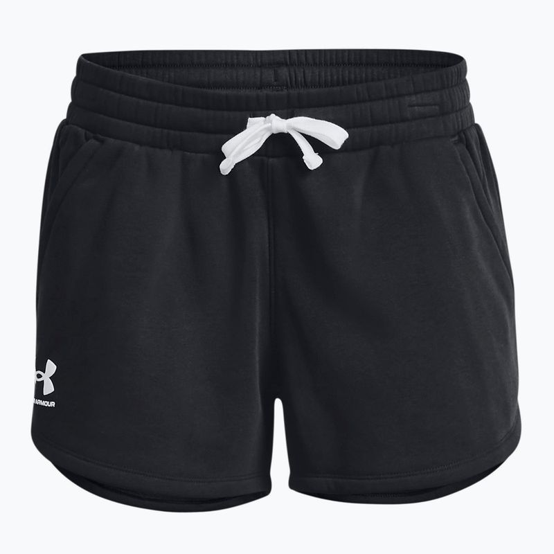 Pantaloncini da allenamento Under Armour Rival Fleece donna nero/bianco 3