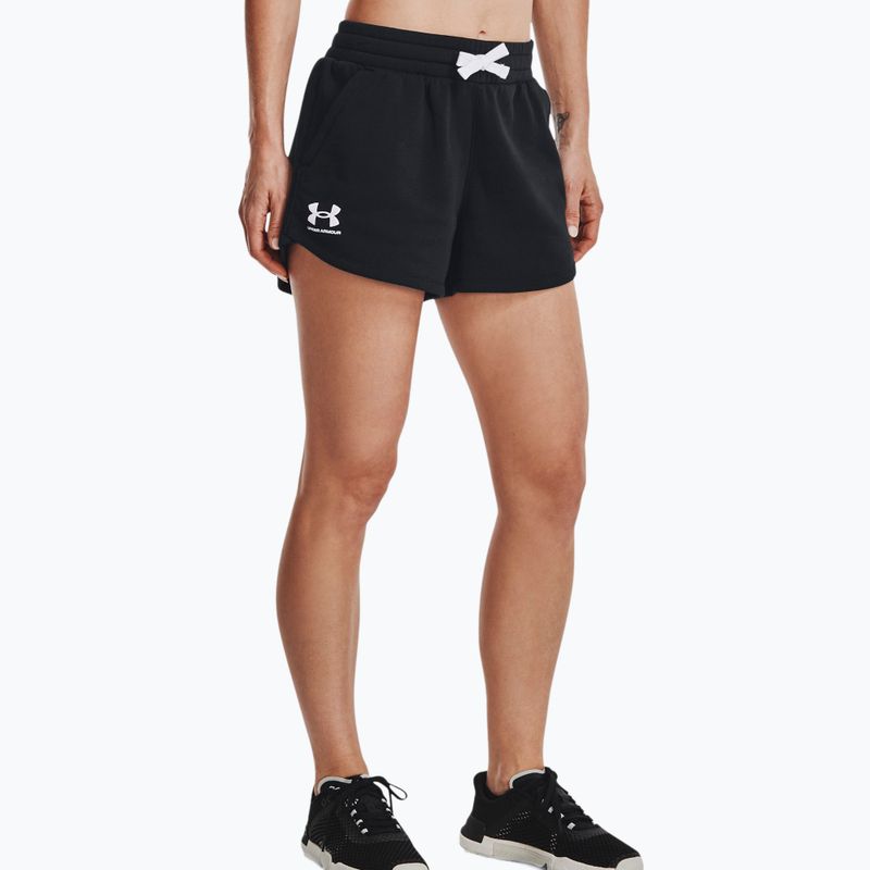 Pantaloncini da allenamento Under Armour Rival Fleece donna nero/bianco