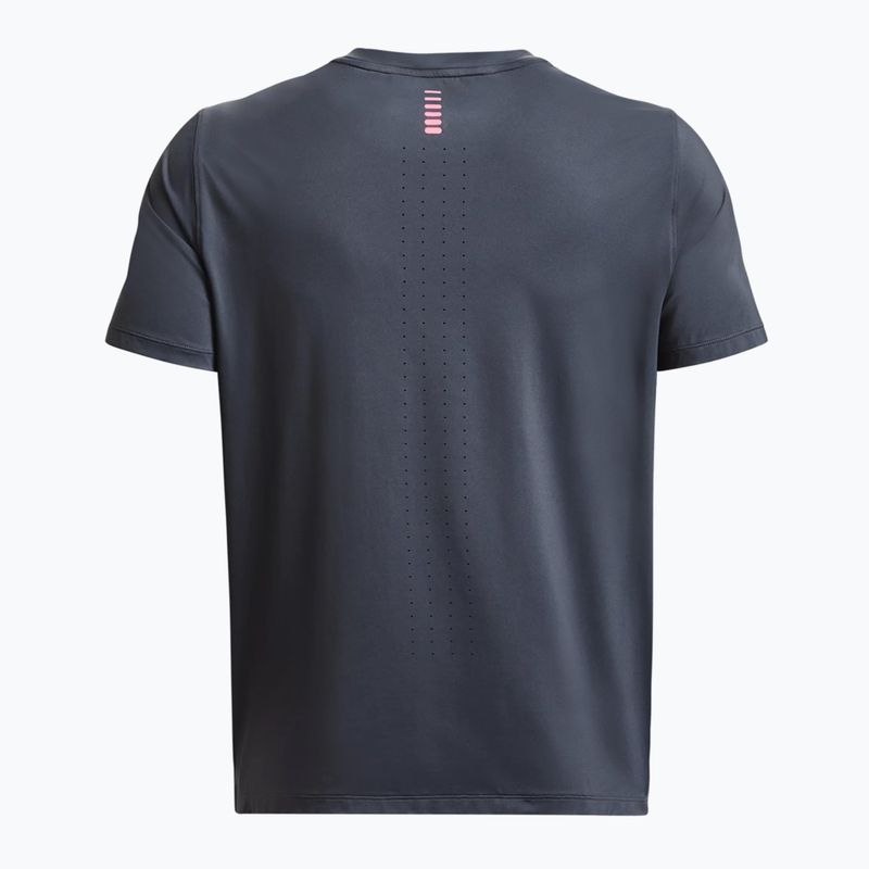 Maglia da corsa Under Armour Iso-Chill Laser Heat da uomo, grigio/rosa, con riflessi e shock. 5