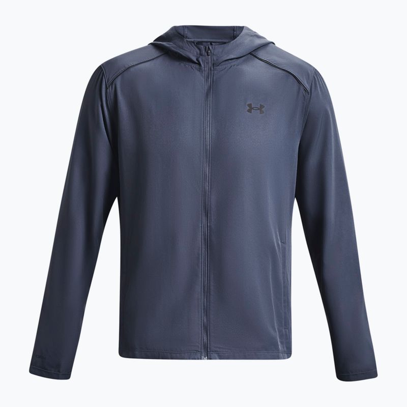 Under Armour Storm Run Uomo Giacca da corsa con cappuccio grigio acquazzone/blu porto/riflettente 4