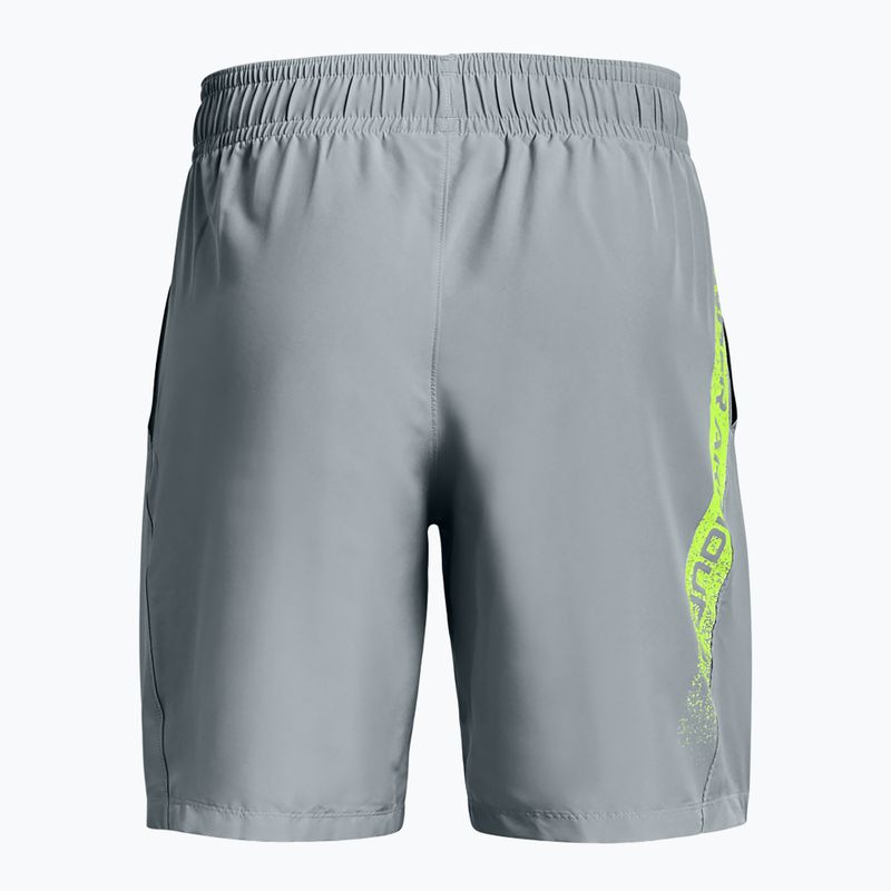 Pantaloncini da allenamento Under Armour Woven Graphic harbor blue/lime surge da uomo 4