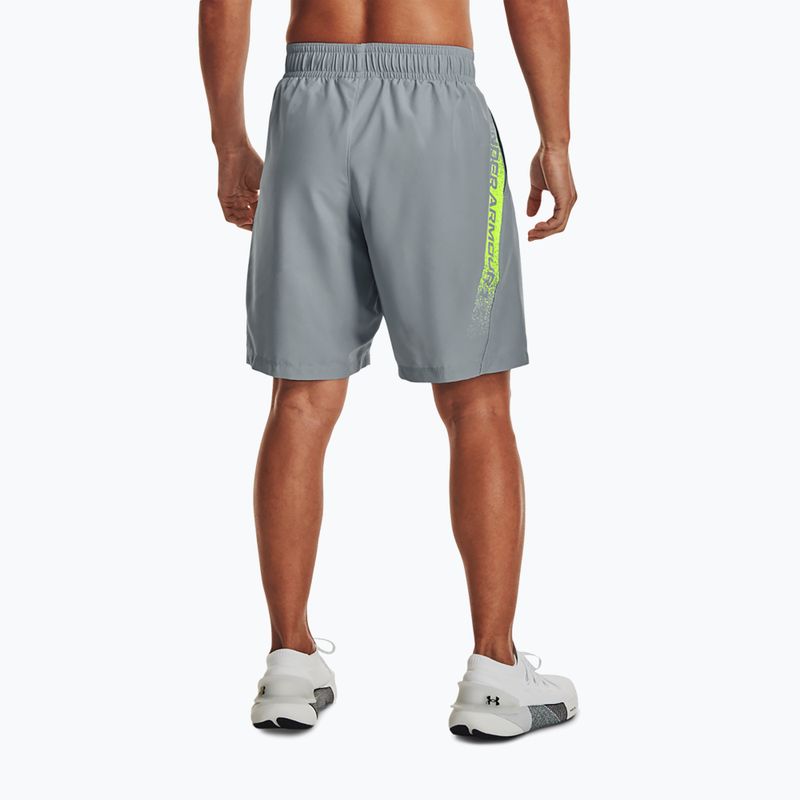 Pantaloncini da allenamento Under Armour Woven Graphic harbor blue/lime surge da uomo 2