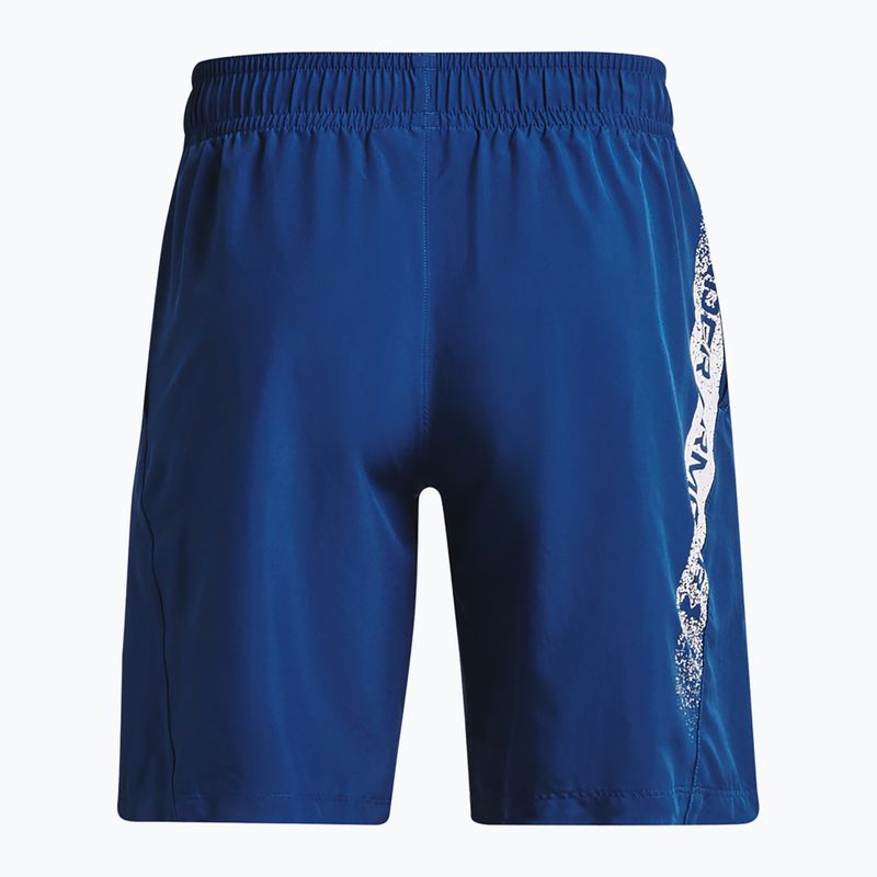 Pantaloncini da allenamento Under Armour Woven Graphic da uomo blu miraggio/bianco 4