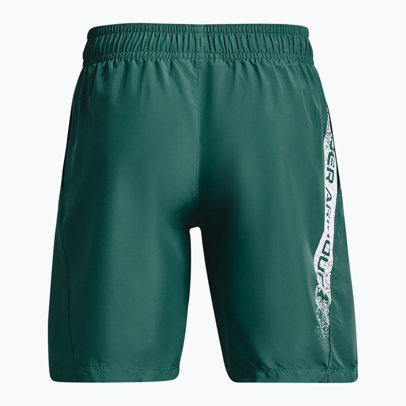 Pantaloncini da allenamento Under Armour Woven Graphic coastal bianco/verde da uomo 4