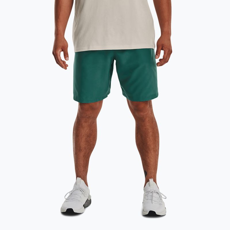 Pantaloncini da allenamento Under Armour Woven Graphic coastal bianco/verde da uomo