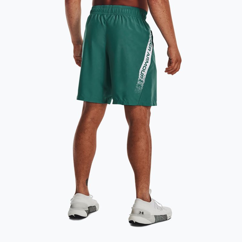 Pantaloncini da allenamento Under Armour Woven Graphic coastal bianco/verde da uomo 2