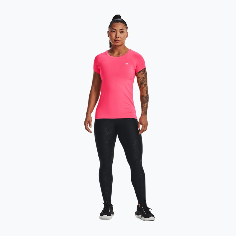 Maglietta da allenamento Under Armour da donna HG Armour rosa shock/argento metallico 3