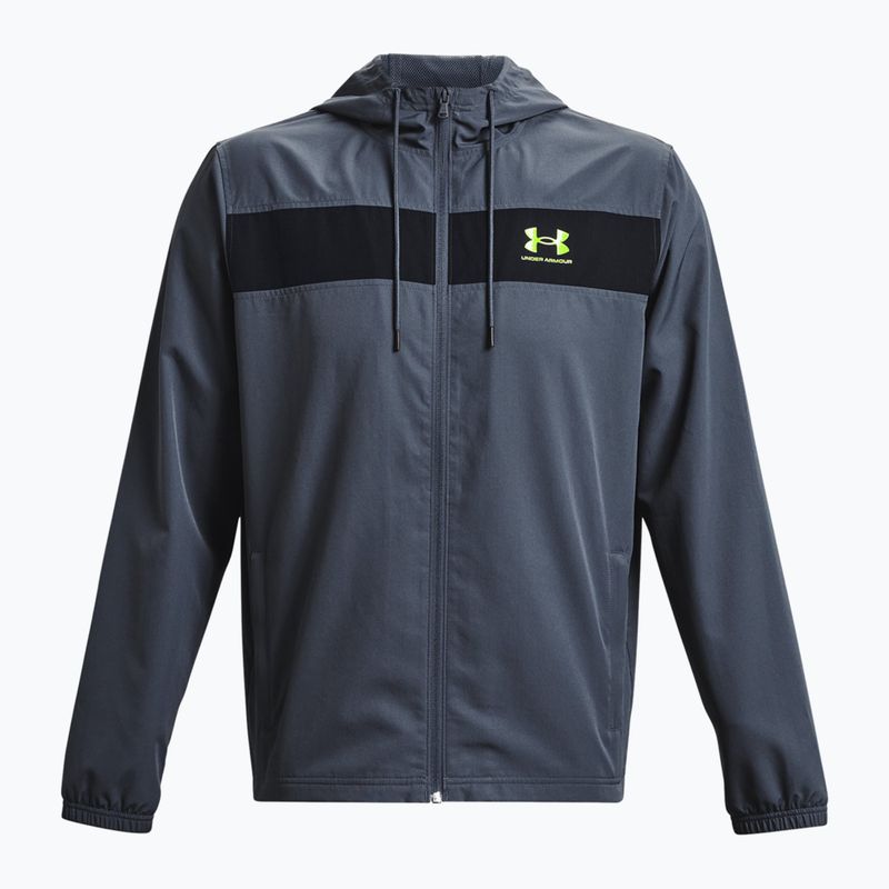 Giacca da allenamento Under Armour Sportstyle Windbreaker da uomo, colore grigio/nero/lime surge
