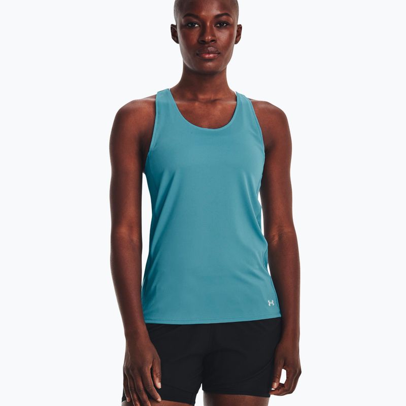 Canotta da corsa Under Armour Fly By Tank donna blu ghiacciaio/blu ghiacciaio/riflettente 3