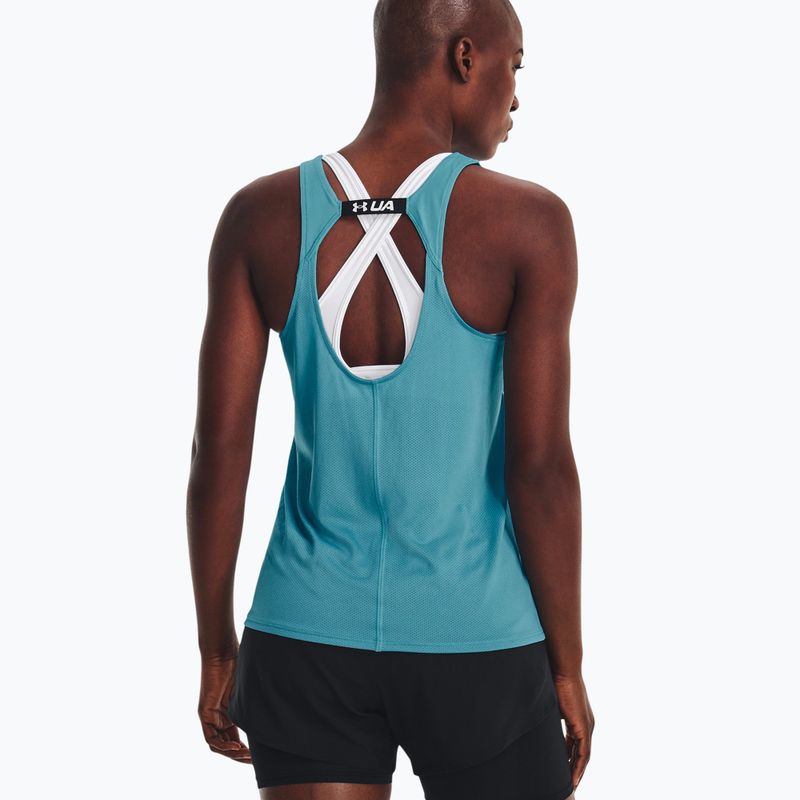 Canotta da corsa Under Armour Fly By Tank donna blu ghiacciaio/blu ghiacciaio/riflettente 4
