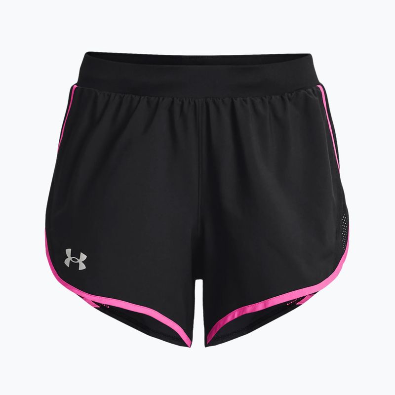 Pantaloncini da corsa Under Armour Fly By 2.0 donna nero/argento rosa/riflettente 3