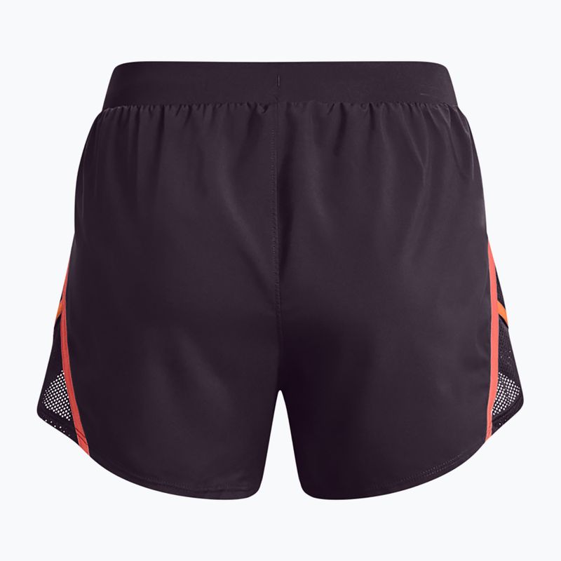 Pantaloncini da corsa Under Armour Fly By 2.0 tux viola/arancio blast/riflettenti da donna 5