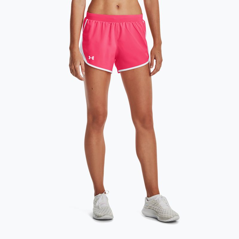 Pantaloncini da corsa Under Armour Fly By 2.0 rosa shock/bianco/riflettente da donna