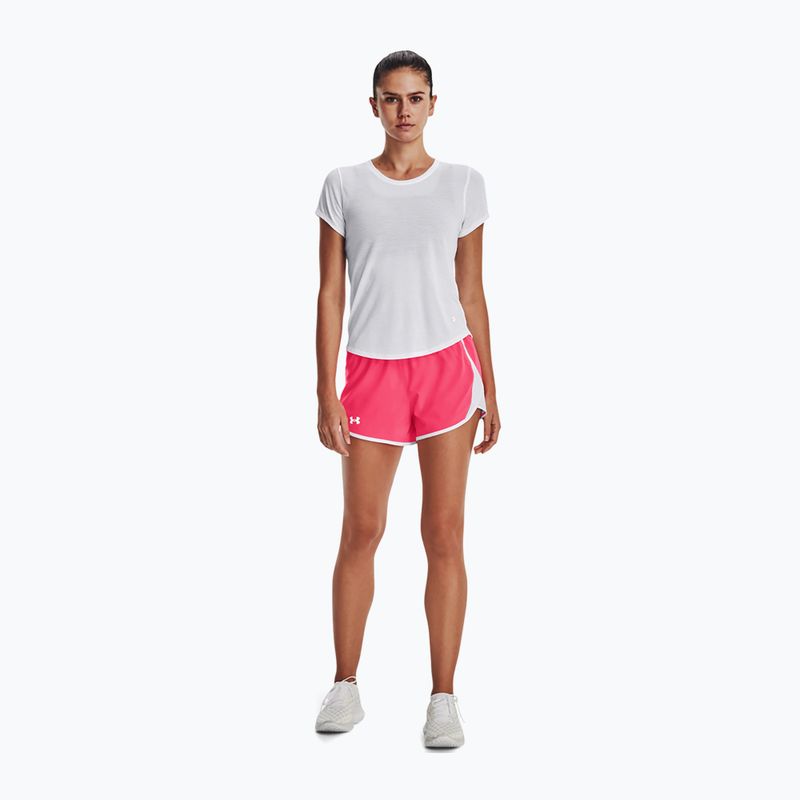 Pantaloncini da corsa Under Armour Fly By 2.0 rosa shock/bianco/riflettente da donna 3