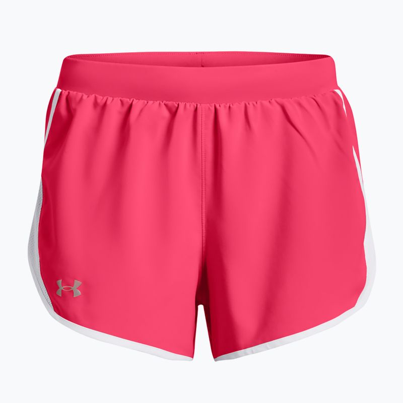 Pantaloncini da corsa Under Armour Fly By 2.0 rosa shock/bianco/riflettente da donna 4