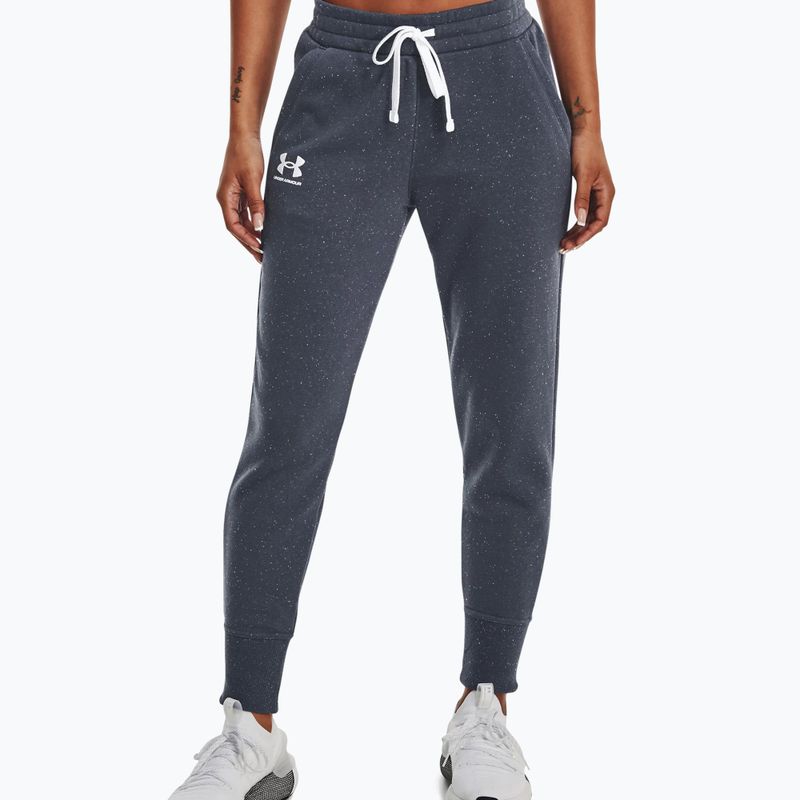 Pantaloni Under Armour Rival Fleece Joggers da donna, grigio/bianco/bianco, downpour