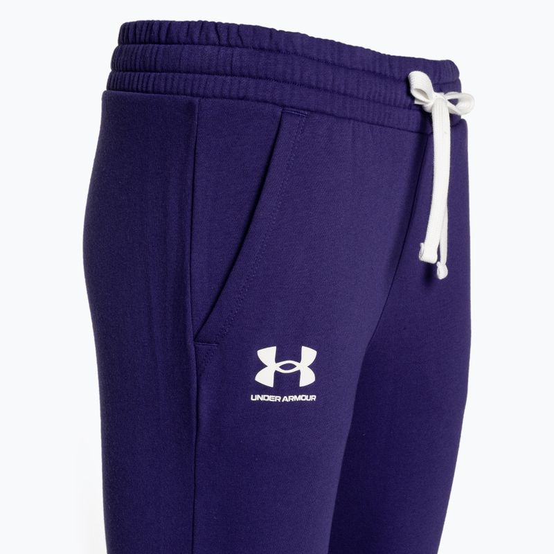 Pantaloni Under Armour Rival Fleece Joggers donna blu sonar/bianco 5