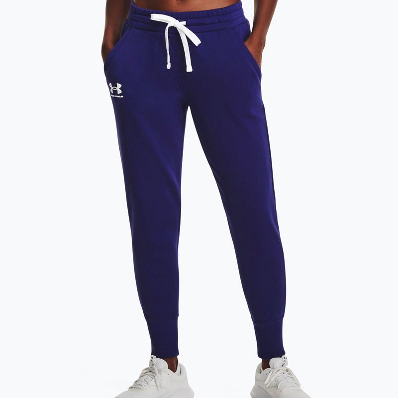 Pantaloni Under Armour Rival Fleece Joggers donna blu sonar/bianco