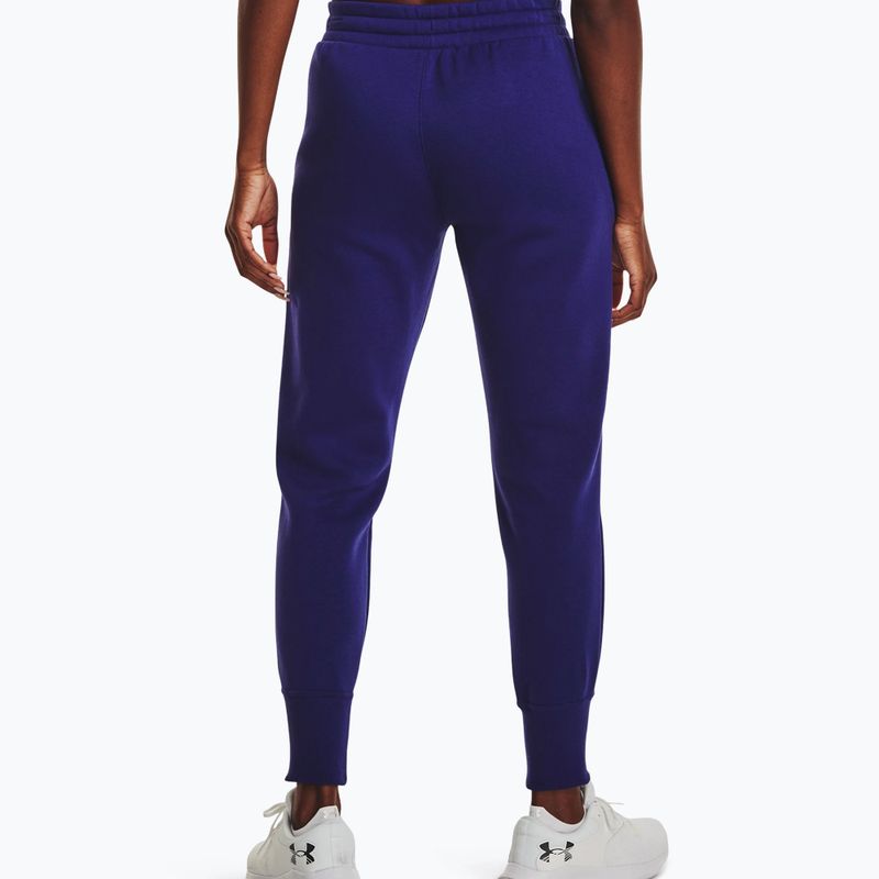 Pantaloni Under Armour Rival Fleece Joggers donna blu sonar/bianco 2