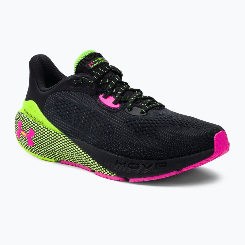 Under Armour Hovr Machina 3 uomini scarpe da corsa nero / lime surge / rosa ribelle