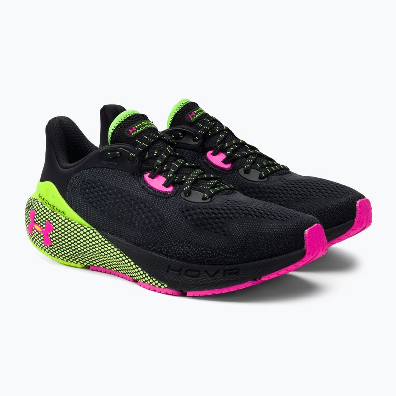 Under Armour Hovr Machina 3 uomini scarpe da corsa nero / lime surge / rosa ribelle 4