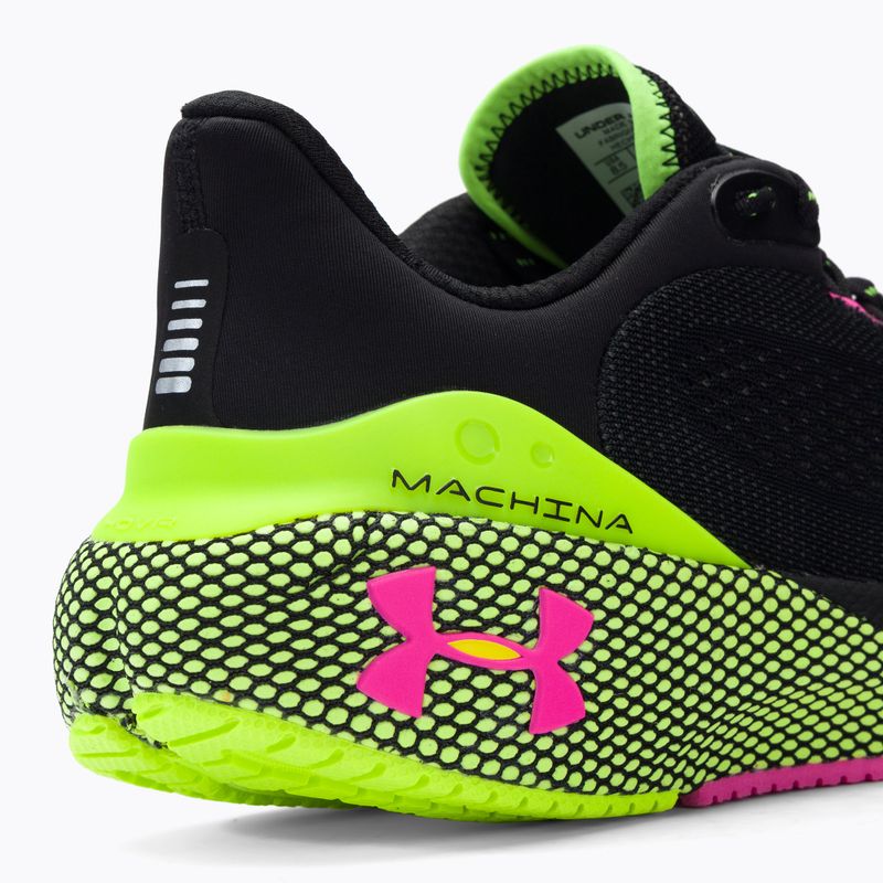 Under Armour Hovr Machina 3 uomini scarpe da corsa nero / lime surge / rosa ribelle 8