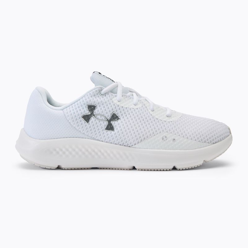 Under Armour Charged Pursuit 3 bianco/bianco/argento metallico, scarpe da corsa da uomo 2